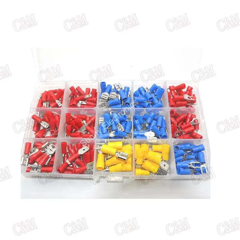 280pcs/lot Insulated Terminals Electrical Crimp Connector Spade Ring Fork Assortment Kit