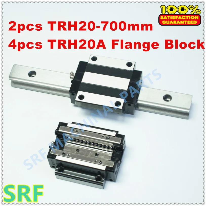 

2pcs Linear guide rail TRH20 L=700mm Linear rail + 4pcs TRH20A Flange block Bearing slide block for CNC