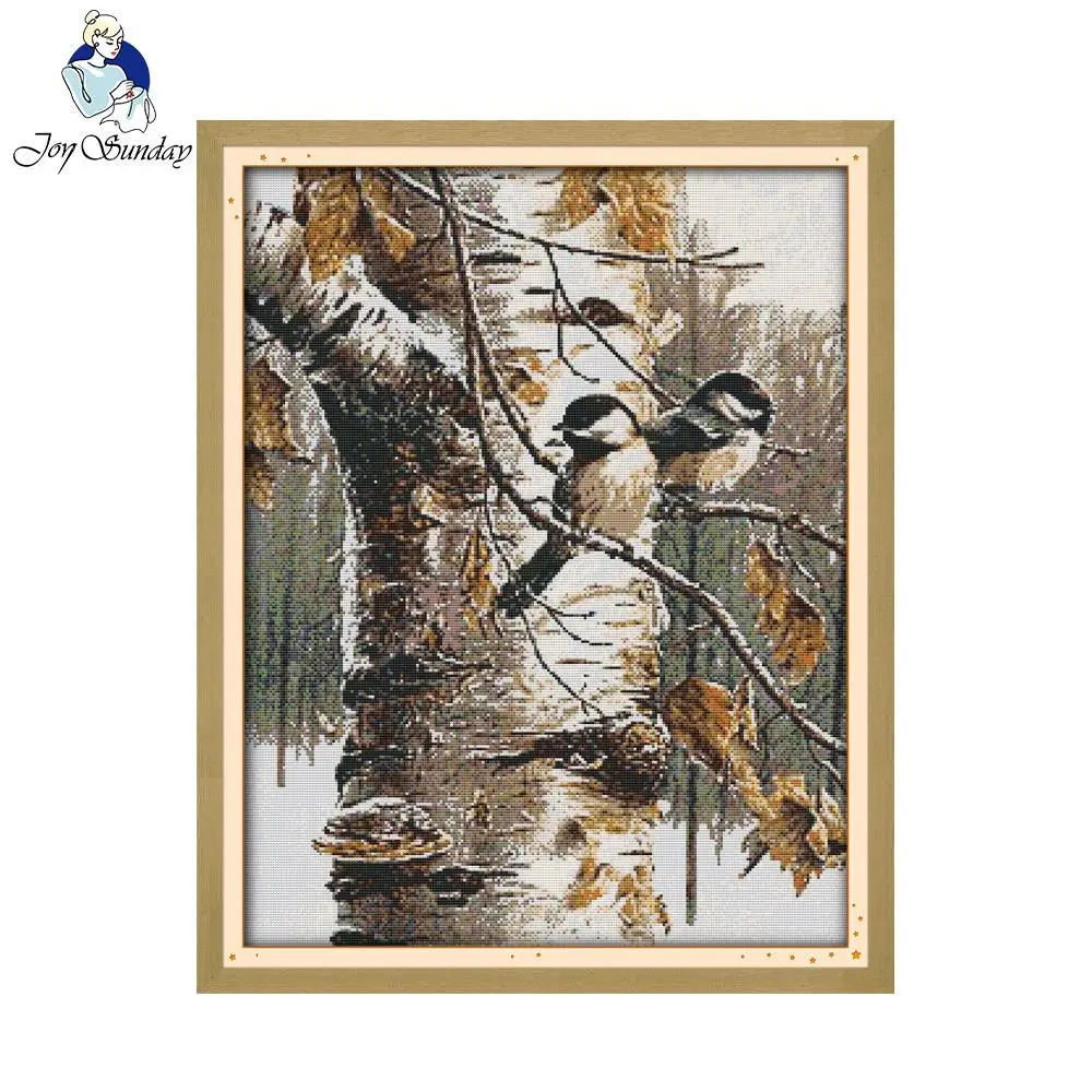 

Joy Sunday Cross Stitch Autumn Birds Pattern 11CT 14CT DIY Cross Stitch Kits For Embroidery Wall Decor Needlework Cross Stitch