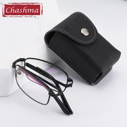 Foldable Optical Glasses Frame Prescription Eyeglass Men Folding Reading Glasses with Case