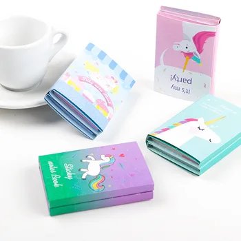 น่ารักการ์ตูนยูนิคอร์น 6 แผ่นพับเลเซอร์ N ครั้ง Sticky Notes Memo Notepad บุ๊คมาร์คของขวัญเครื่องเขียน