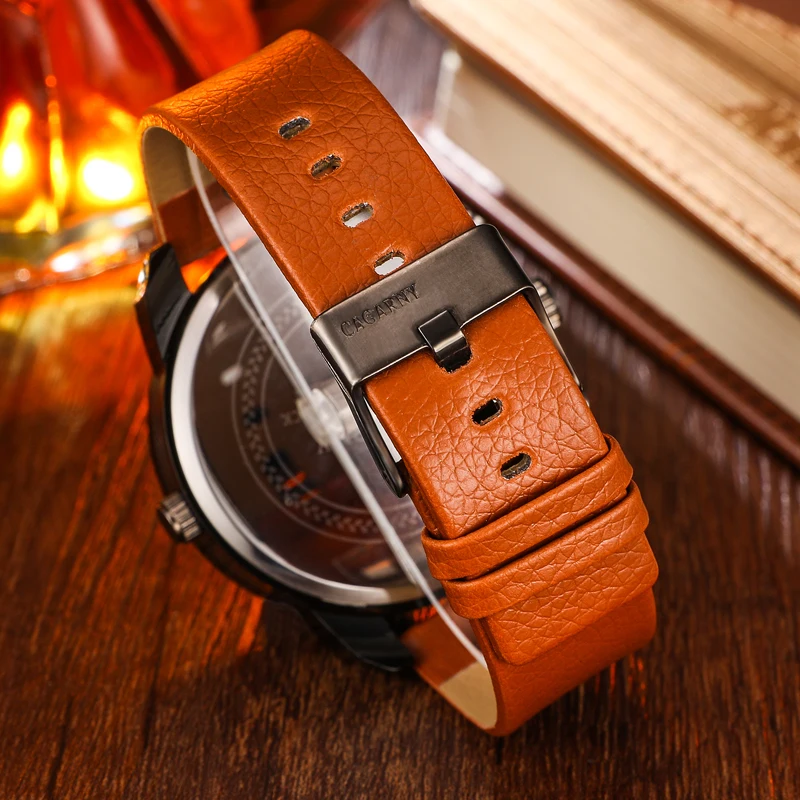 Watch Men Luxury Brand Famous Cagarny Mens Quartz Watches Casual Sports Wristwatches Leather Strap Military Relogio Masculino