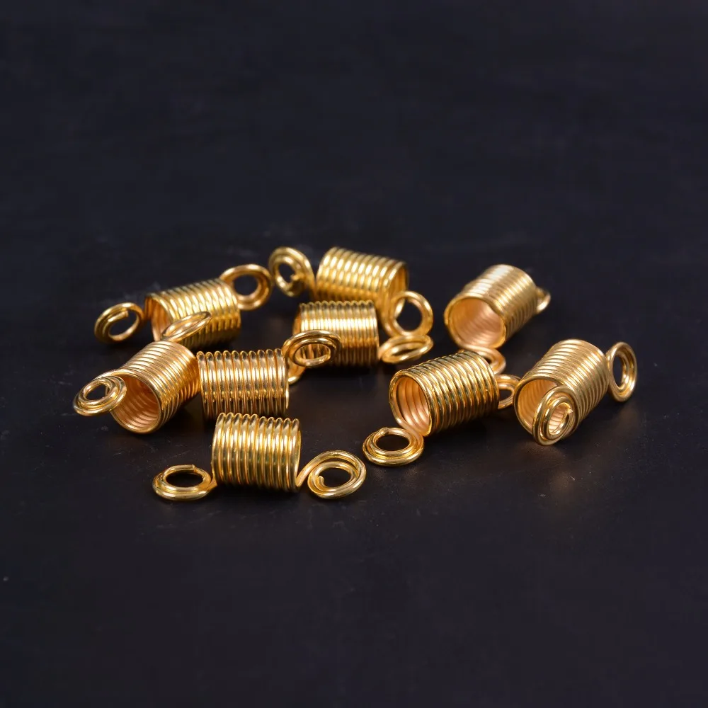 

50Pcs 10 Laps Dreadlock Beads Gold Hair Braid Cuff Clip 8mm Spiral Shape Ring Tube DIY Charms Hair Extension Tool New