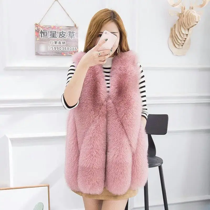 Free shipping Fashion Arrival Winter Warm Women Import Coat Fur Vests High-Grade Faux Fur Fox Fur Long Vest Women's Jacket