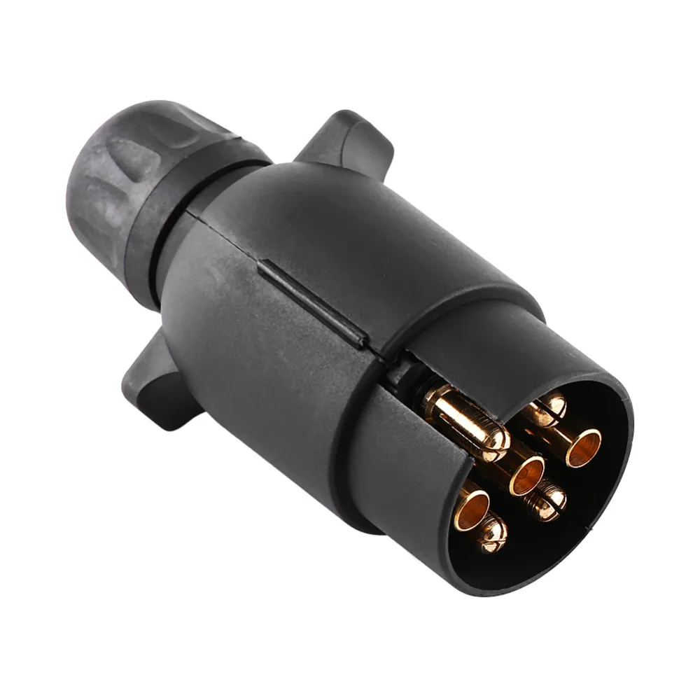 12V 7 Pin Electric Trailer Plug Car-Styling N-Type Plastic 7-Pole Wiring Connector Trailer Adapter Black Caravan Truck Plug