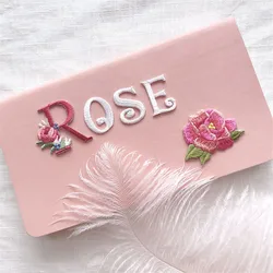 Exquisite 26 English Letter cake rose flower patches iron on applique for clothes DIY accessory iron patches for wedding dress