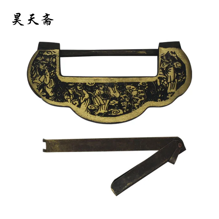 [Haotian vegetarian] antique copper ingot lock / brass lock / cabinet locks 11.5cm / HTH-086 furniture locks