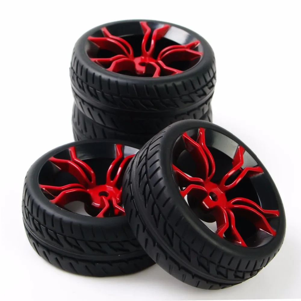 Racing RC 1:10 Flat Rally 4Pcs HPI On Road Car Tire Wheel Rims HSP For 1/10 RC Car Tires Accessory