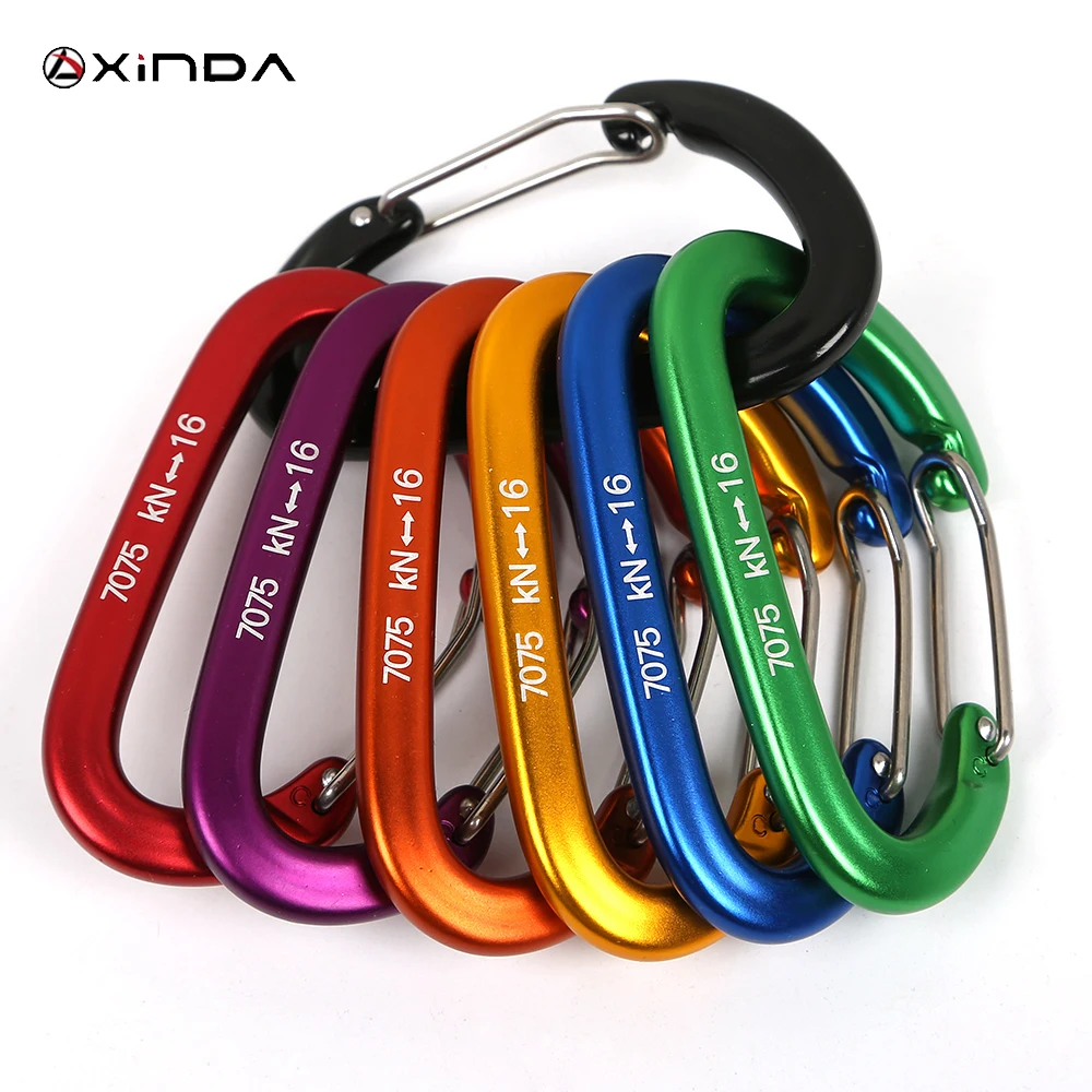 XINDA 16kN Rock Climbing Carabiner Clip D-Shape Screw Gate Lock  Aluminum Alloy Keychain  Outdoor Equipment