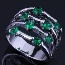 Magic Green Cubic Zirconia Silver Plated Ring V0563