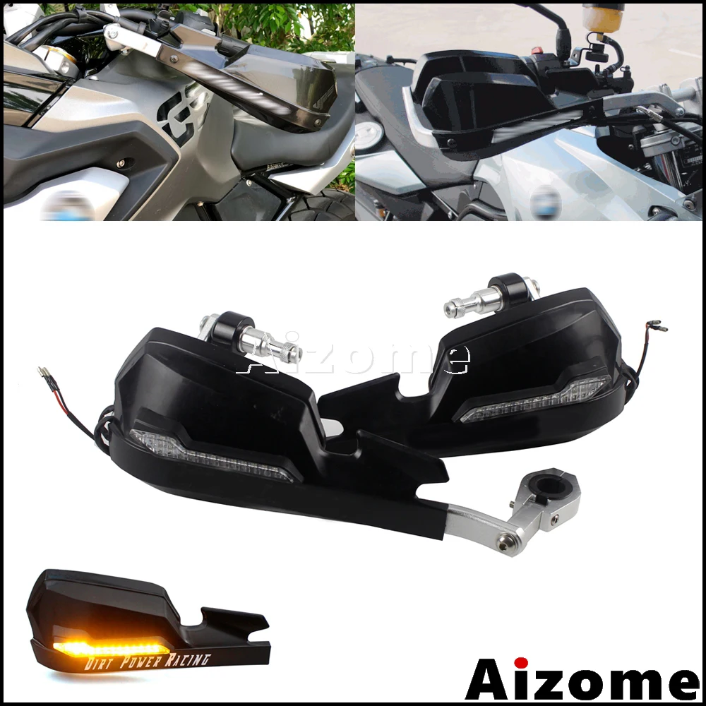 

Motorcycle 7/8" Handlebar LED Handguards 22mm Bar Hand Guards Protector For BMW R1200 F800 Honda Suzuki Turn Signals Handguards