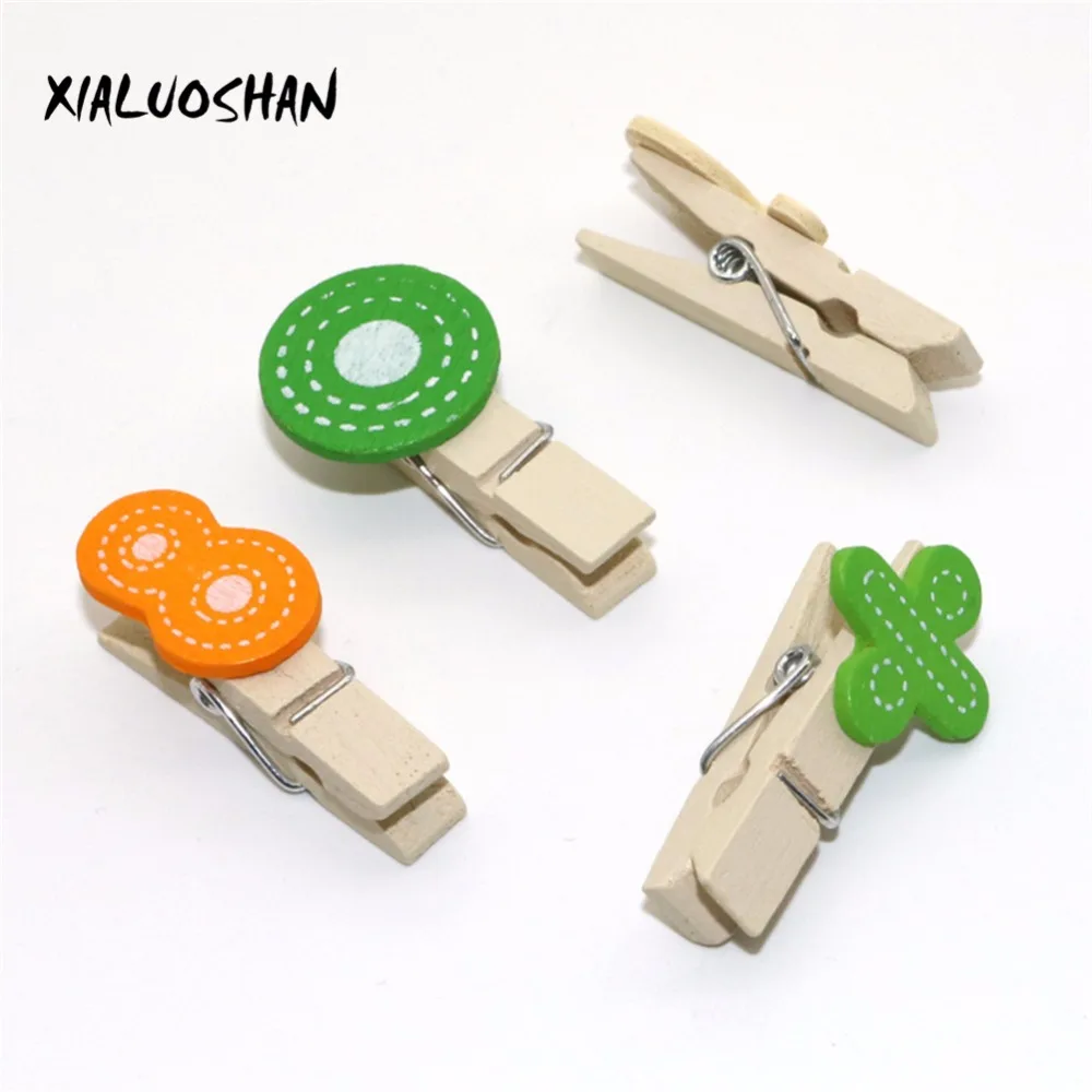 15 Pcs/set Kawaii Wooden Numeral Mini Clip With Hemp Rope For Photo Cartoon Paper Hanging Home Party DIY Decoration Supplies