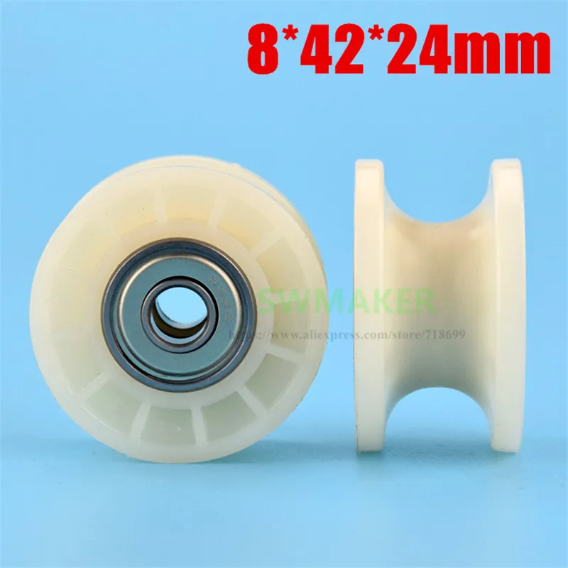 

8*42*24mm nylon coated plastic pulley, 608zz double bearing rolling wheel for spinning machine / textile machinery/15mm track