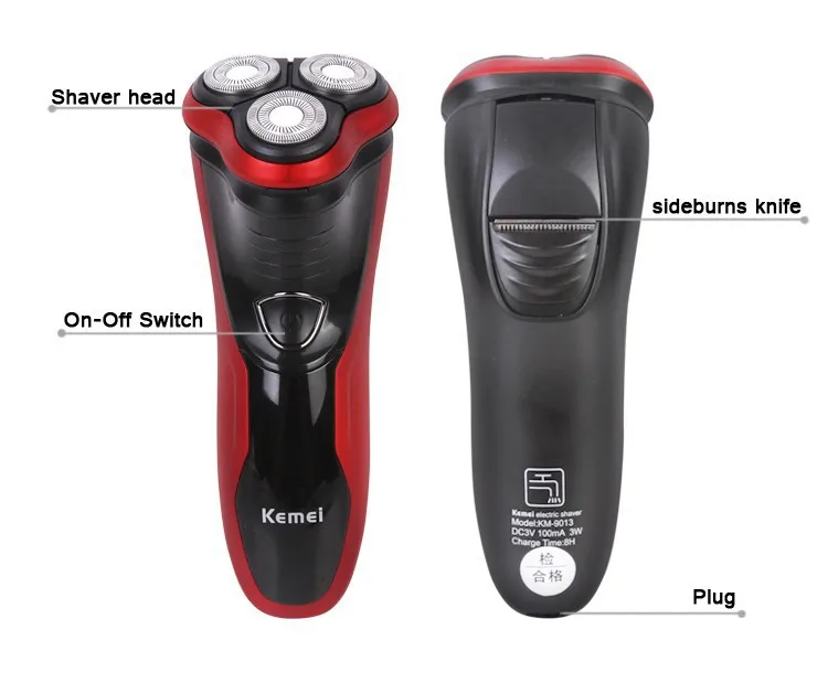 Kemei Electric Shaver Face Care Washable Beard Razor Men Shaver 3D Shaving Machine Rechargeable Trimmer