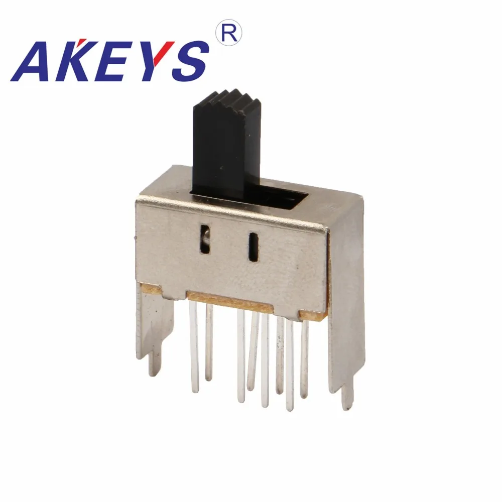 

SS-23E03 2P3T Double pole three throw 3 position slide switch 8 solder lug pin verticle type with 2 fixed pin