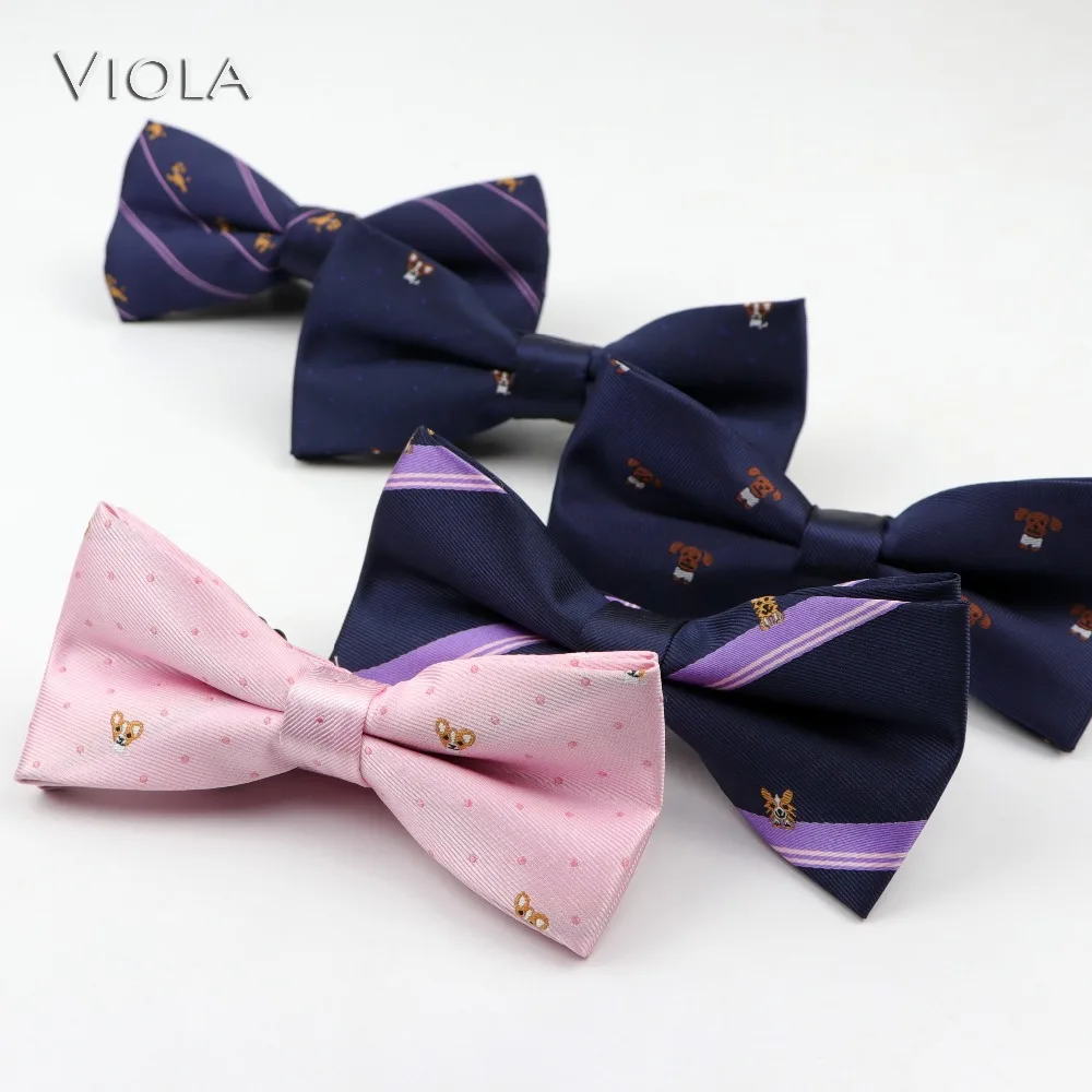 

Lovely Corgi Teddy Doggy Jacquard Butterfly Polyester Men Bowtie Party Dinner Banquet Bow Tie Cravat Accessory Gift High Quality