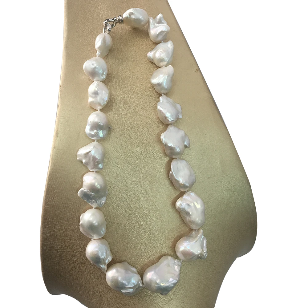 100% NATURE FRESHWATER BIG Baroque PEARL NECKLACE-50 cm-80 cm,HIGH quality 16-24 mm nature white white pearl,925 SILVER CLASP