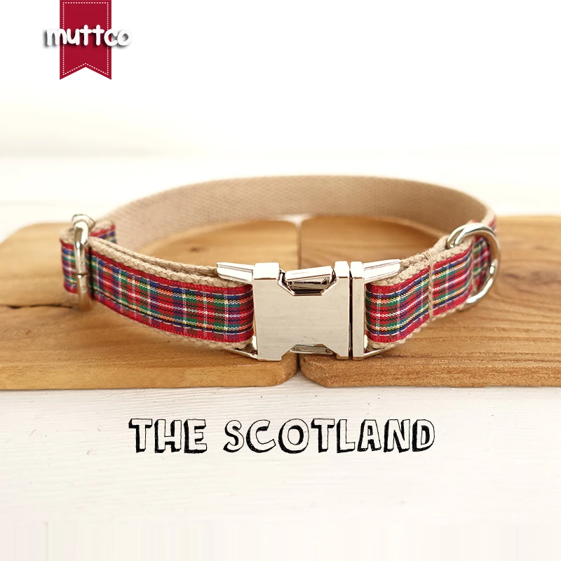 MUTTCO retailing British style collar THE SCOTLAND plaid fashion dog collar 5 sizes