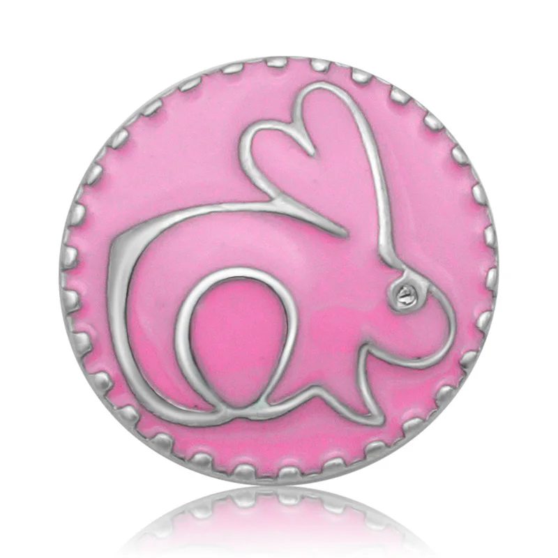 New Fashion Round 4 colors beauty Oil rabbit metal 18mm snap buttons fit 18mm snap jewelry wholesale KZ3289