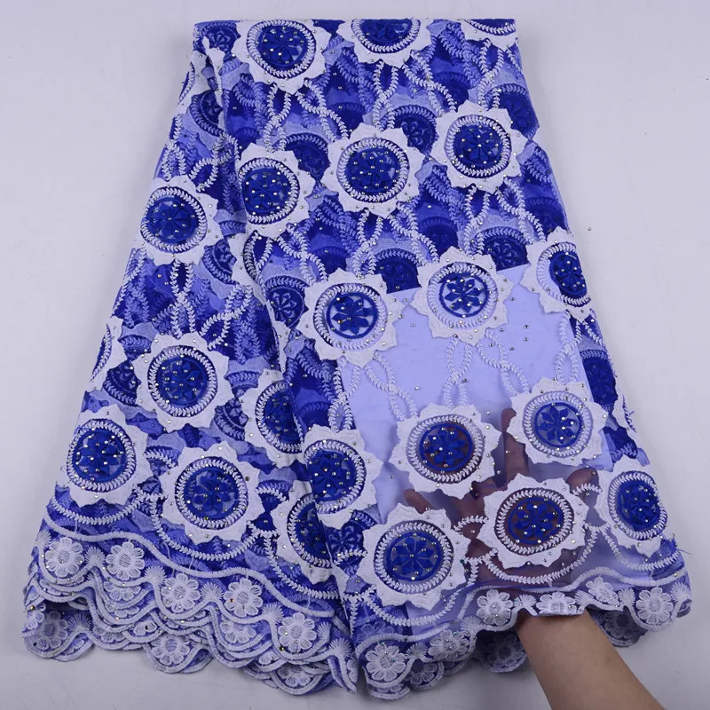 

Blue French Lace Fabrics African Lace Fabric Embroidery Nigerian Lace Fabric 2019 High Quality Net Lace Fabric For Party S1515