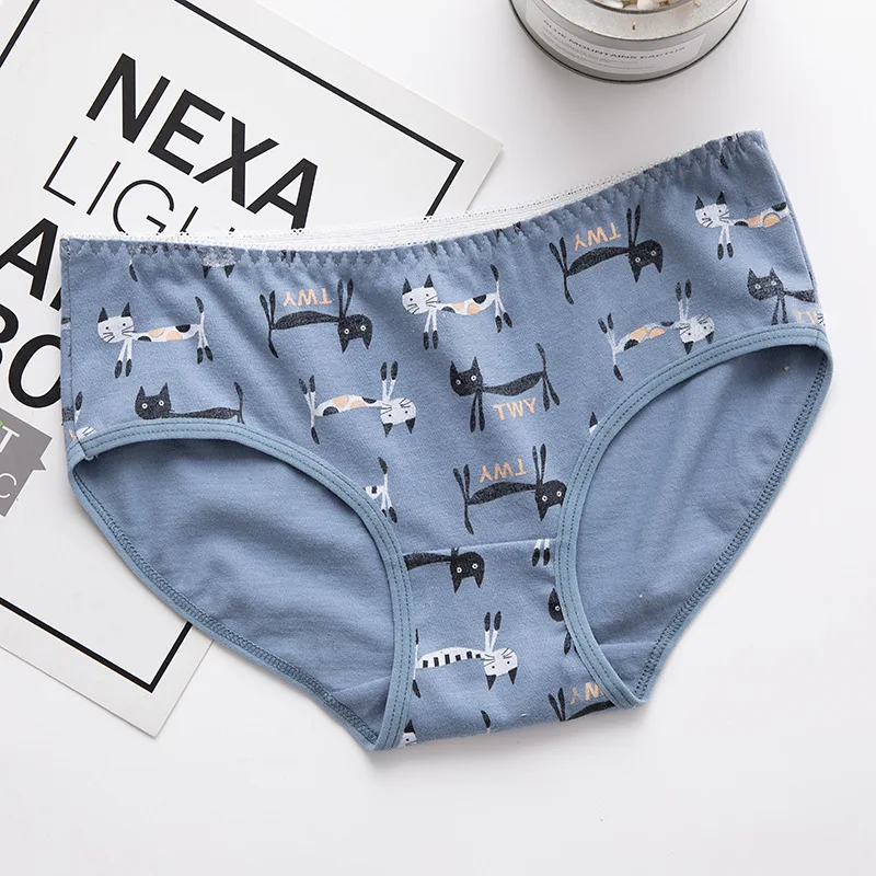 5Pcs/Lot New Panties Women Underwear Cotton Briefs Seamless Cueca Calcinhas Shorts Printing Underpants Girls Cute Panty Thong