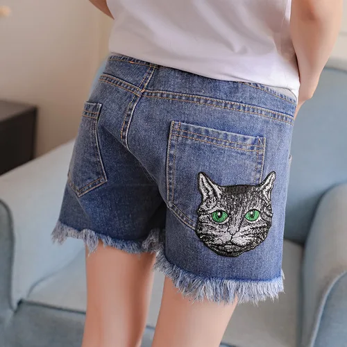 Summer Denim Maternity Shorts For Pregnant Women Clothing Pregnancy Cotton Clothes Short Belly Skinny Jeans Pants Gravida