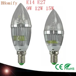 CE ROHS-Ampoule LED à intensité variable, E14, 9W, 12W, 15W, Blanc chaud, Naturel, Froid, Lampe convaincue, 9W, 12W, 110V, 220V