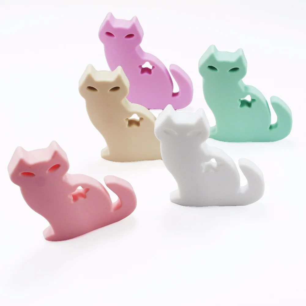 For DIY Charm Handmade Crafts  SUTOYUEN 2pc BPA Free Silicone Cat Teether Diy Necklace Pendants Baby Pacifier Dummy Teetheing