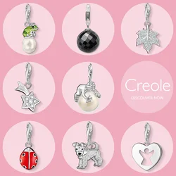 Frog Pearl Crystal Maple Leaf Meteor Dog Ladybird Guardian Angel Charm Pendant,2019 Trendy Jewelry 925 Sterling Silver Gift