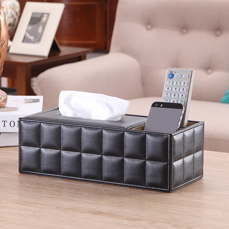 Modern Simple PU Leather Desktop Sundries Mobile Phone Remote Control Tissue Storage Box