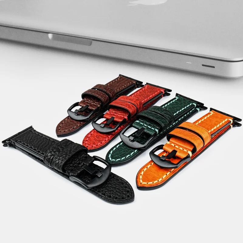 MAIKES Leather Watch Strap For Apple Watch Band 45mm 41mm 42mm 38mm 44mm 40mm Series 7 6 5 SE 4 iWatch Bracelet watchband