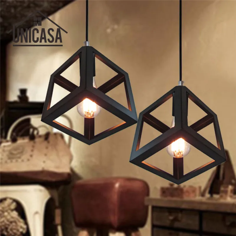 Black Wrought Iron Light Fixture Vintage Lighting Fixtures Kitchen Modern LED Pendant Lights Antique Mini Pendant Ceiling Lamp