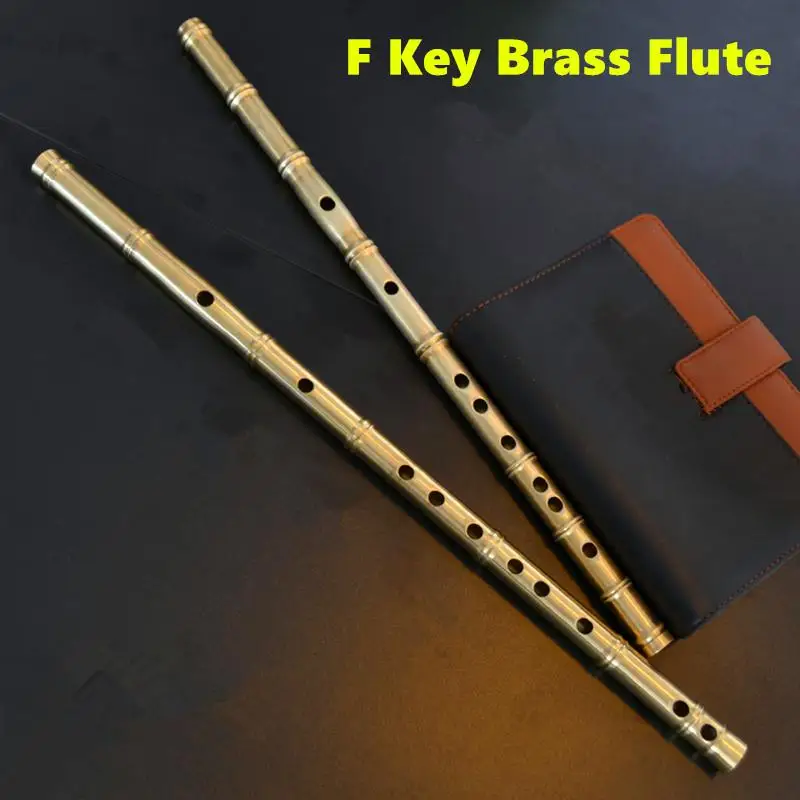 Brass Metal Flute Dizi F Key Metal Flauta Thicken Brass Chinese Flute Professional Musical Instrument Flauta Self-defense Weapon