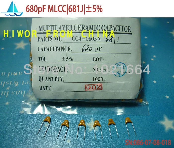 

(1000pcs/lot)(Capacitors|MLCC) 680pF 681J 50V Leaded Multilayer Monolithic Ceramic Capacitor, pitch:5.08MM, TOL:5%