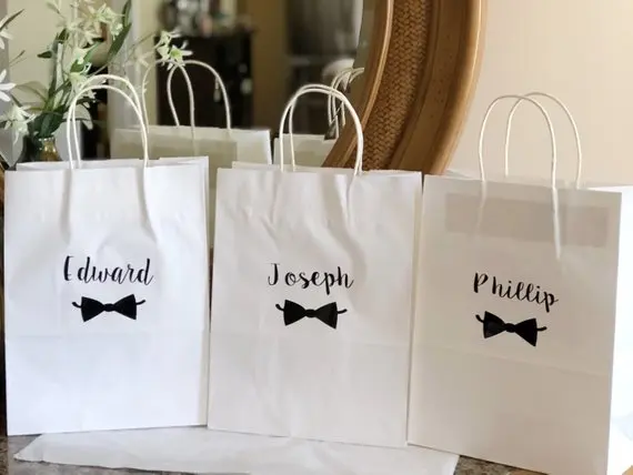 personalize names wedding Groomsman bridesmaid proposal gift bags, customize birthday party Bachelorette clutches favor bags