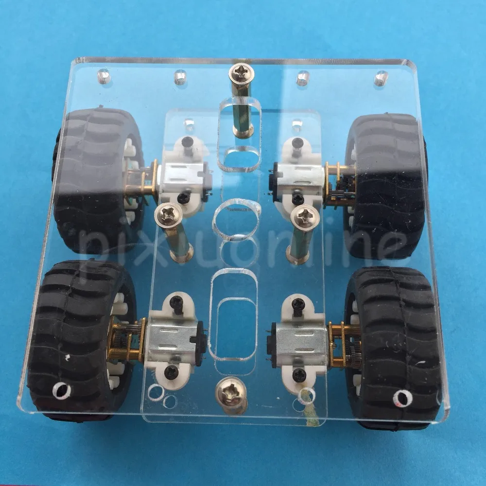 1suit J266Y DIY Assembled 4WD Transparent Acrylic Board Model Car with 4 N20 GEAR MOTOR DIY Chassis Frame