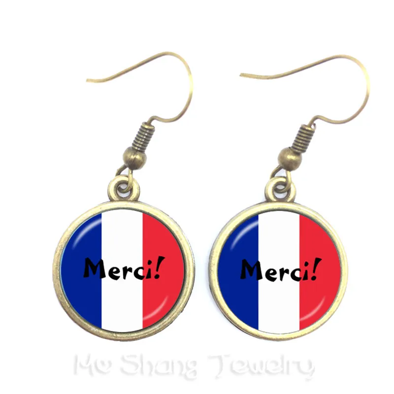 Teachers Gifts Handmade Classic 16mm Glass Cabochon Super Maitresse Drop Earrings Merci Maitresse Creative Gift