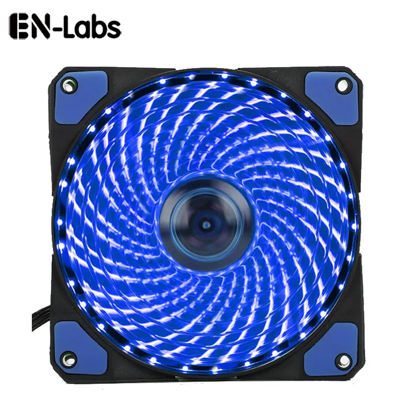 En-lab ventilador de computador para pc, 120mm, 16db, ultra silencioso, 33leds, dissipador de calor, refrigeração com/anti-vibração, ventilador de 12cm, 12v dc 3p ide, 4 pinos