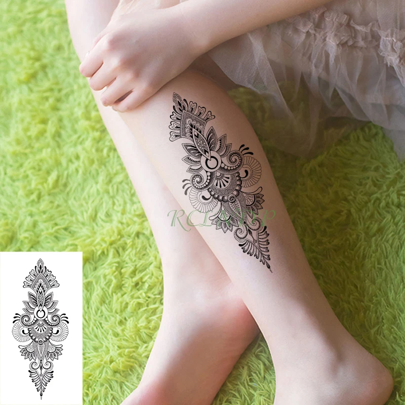 Waterproof Temporary Tattoo Sticker flower symmetry pattern black art tatto flash tatoo fake tattoos for lady women men girl