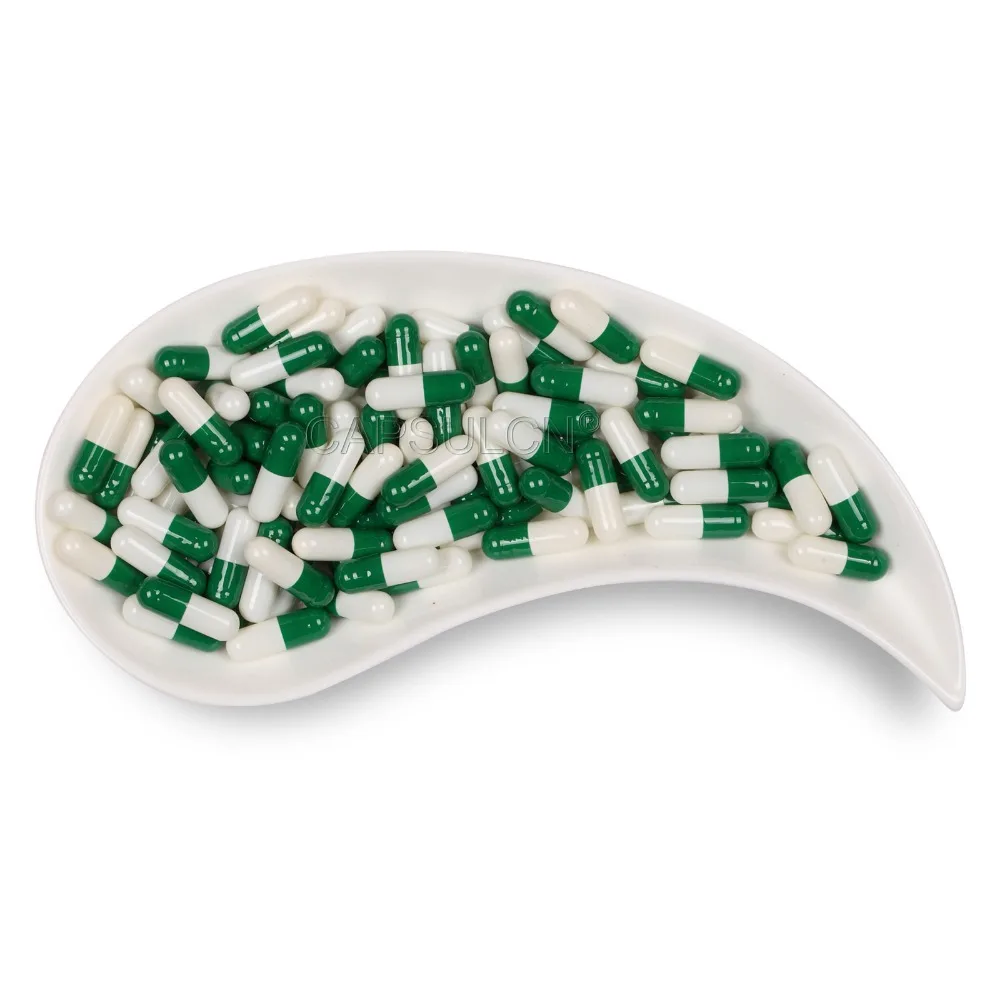 Free Shipping!!! 5000 Pieces / Carton  Empty Joined Gelatin Size 0 Dark Green White Colored Capsules For Capsule Filler Machines