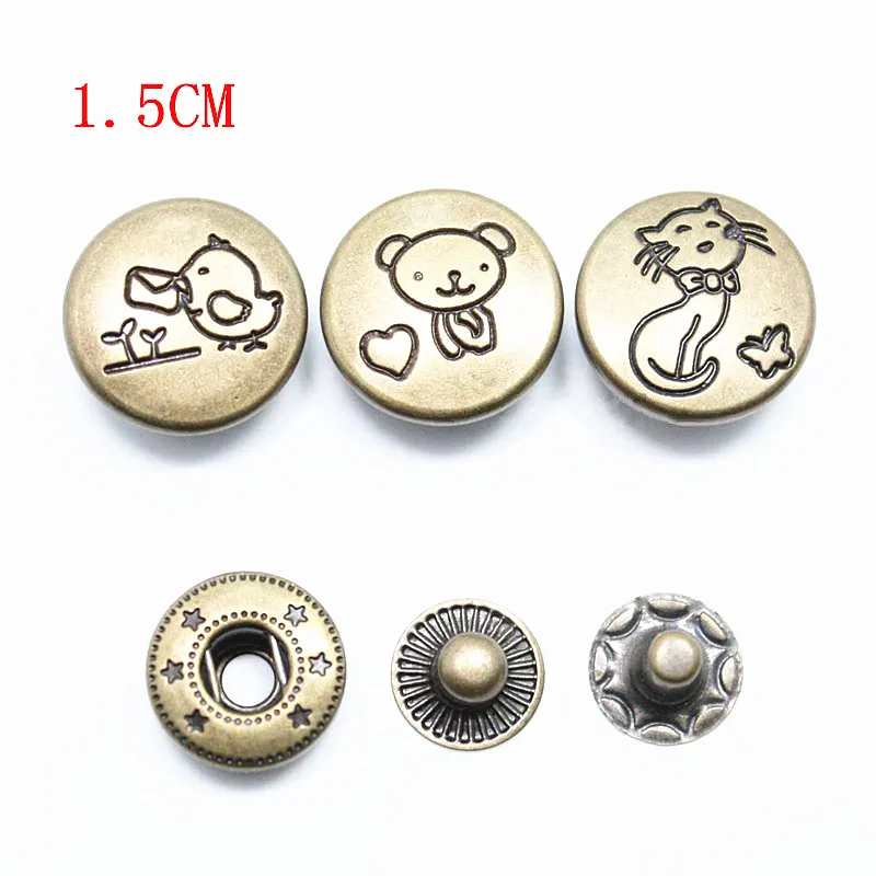 Hot High Quality 10sets Retro Metal Snap Fastener Poppers Press Studs Kit Sewing Leather Craft Tools Metal Snap Button 13 Styles