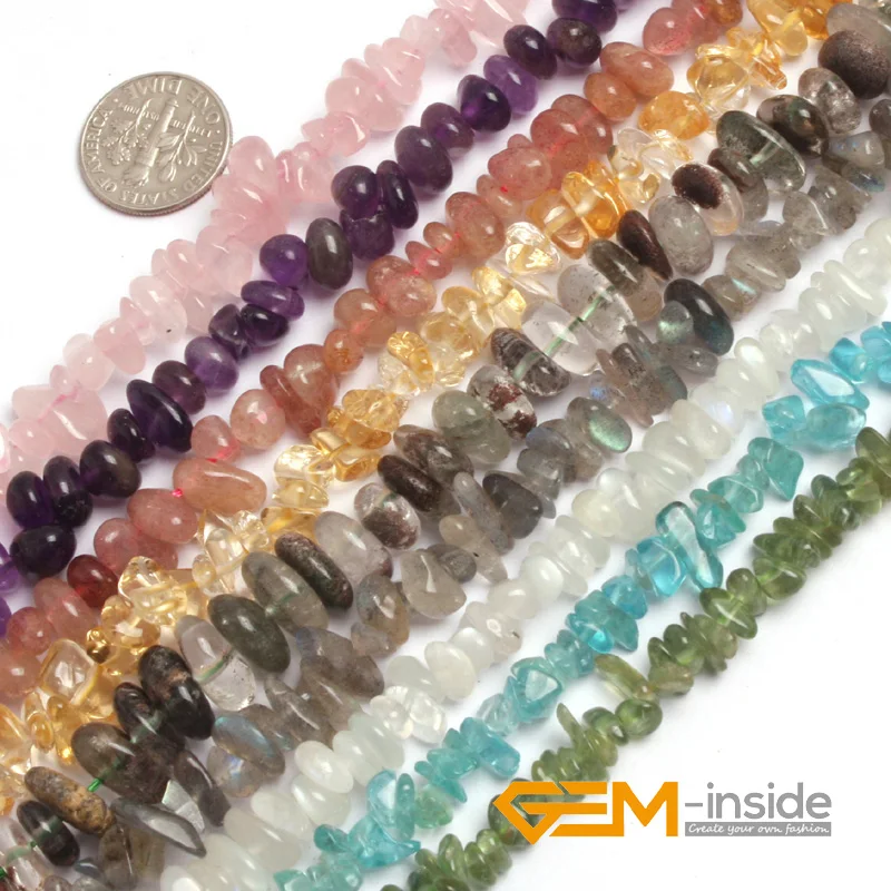 Natural 6x8mm Assorted Stones Freeform Chips gravel Nugget Beads For Jewelry Making Strand 15\