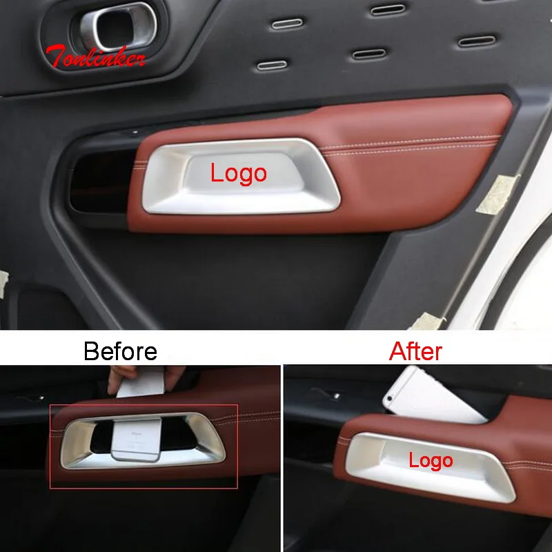 Tonlinker Interior Door Armrest leakproof Cover sticker for CITROEN C5 Aircross 2018-19 Car Styling 2/4 PCS ABS Cover sticker