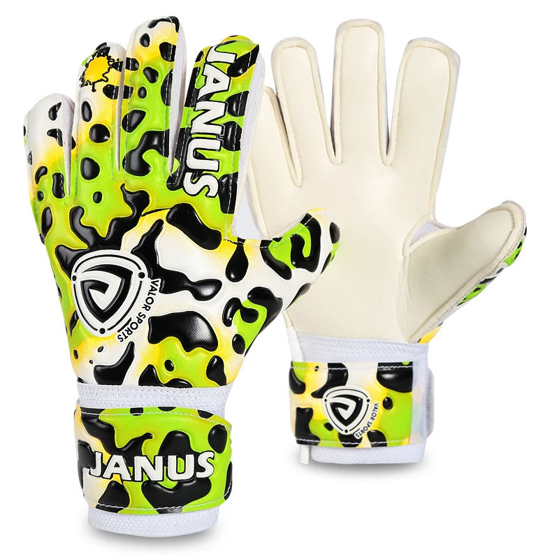 

Professional Children Goalkeeper Gloves Fingers Protection Thickened Latex Leopard Print Soccer Goalie Gloves With Finger Spines