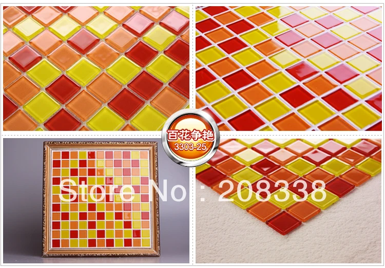 Crystal glass mosaic orange/yellow/ red