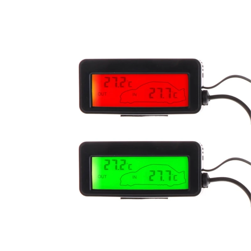 Color LCD Car Digital Thermometer Mini 12V Vehicles Termometro Monitor Car Interior Exterior Temperature Meter 1.5M Cable Sensor