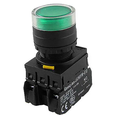 

Green LED Indicator Momentary Type 1NO 1NC Ui 600V Ith 10A Push Button Switch