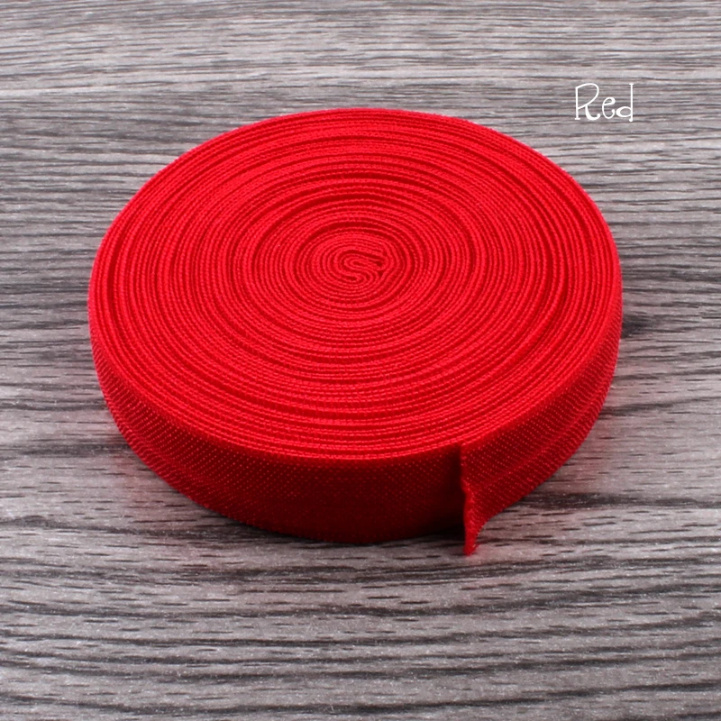 

30yards/lot 5/8" (15mm) Red Shiny Solid Fold Over Elastic Ribbon FOE for Kids Girls Elastic Headbands Hair Ties Hairbow