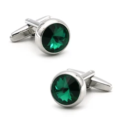 Men's Crystal Cufflinks Green Color Stone Top Quality Wedding Cuff Links