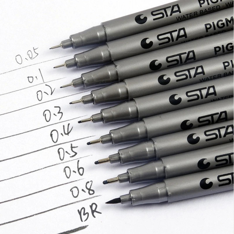 STA 1pcs Liner Pen Waterproof Pigma Micron Sketch Marker Brush Pens Drawing Lines Dessin Manga Fineliner Art Markers Stationery